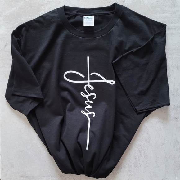 Jesus Cross Black Short Sleeve Tee Size Large - Picture 5 of 5